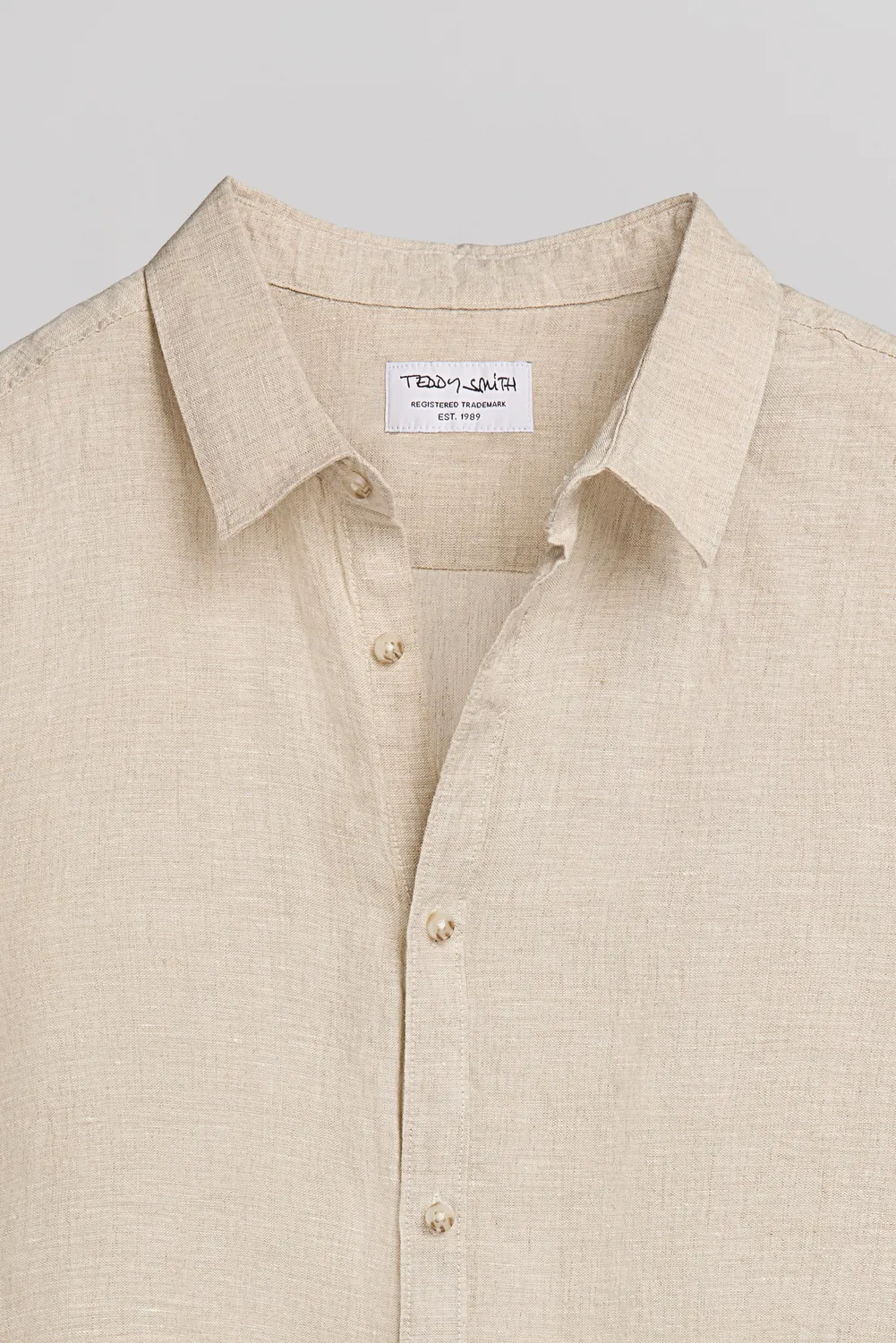 Teddy Smith C-Linen ML Camicia Uomo Beige 100% Lino