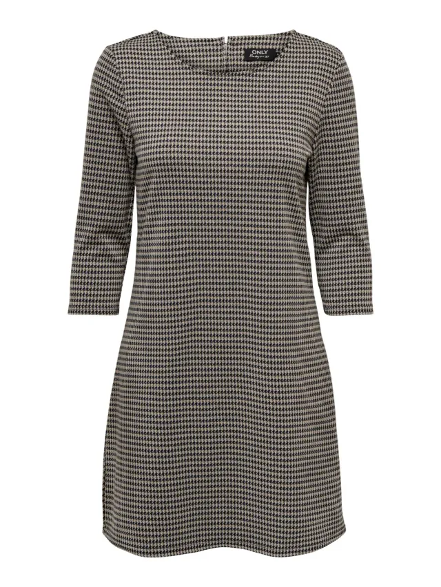 Only Brilliant vestito donna a-line quadri maniche 3/4
