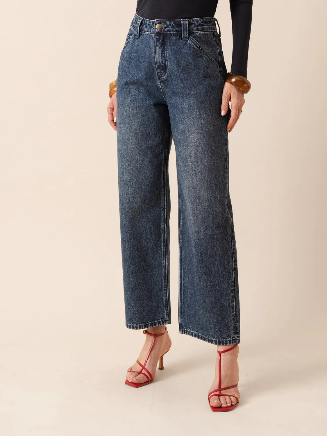 Oraije Andrea jeans loose blu vintage regolabili