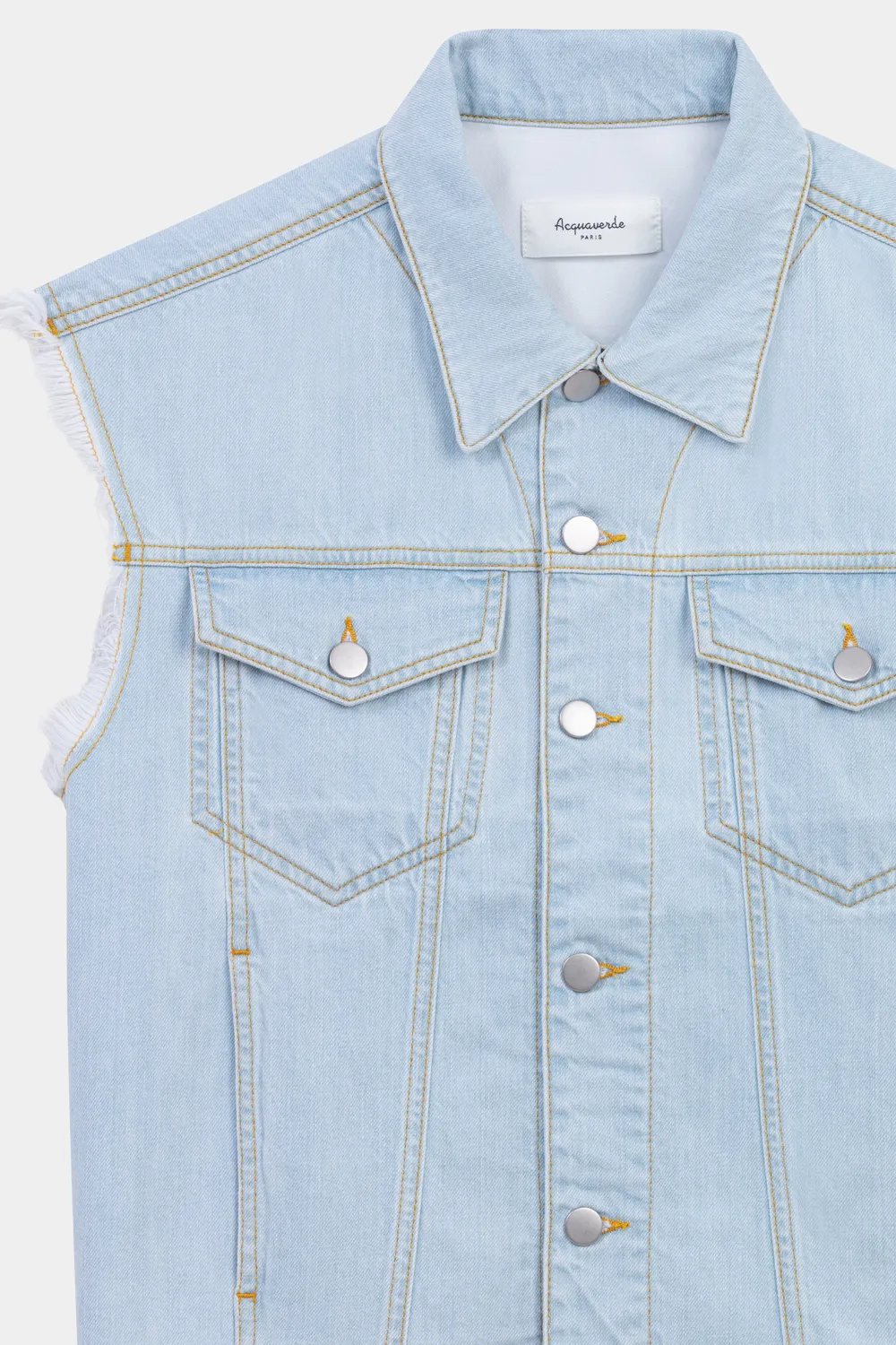 acquaverde Karly gilet jeans Ultra Bleached slavato