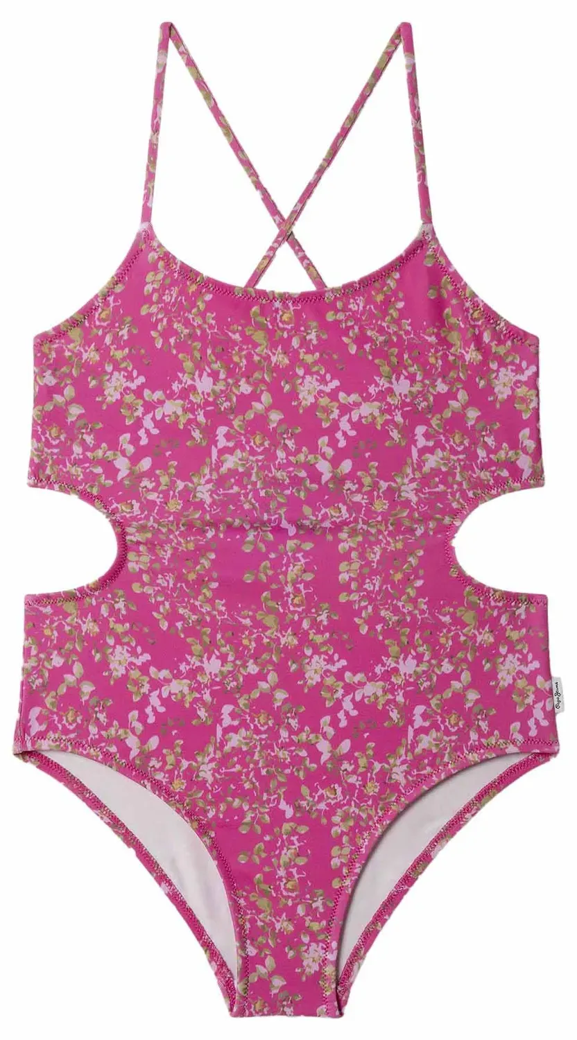 Pepe Jeans Ditsy costume bambina 10 anni fucsia stampa