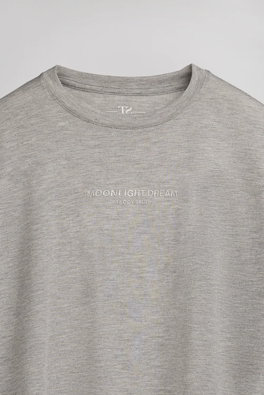 Teddy Smith T-Louane t-shirt donna grigio jersey lurex stampa