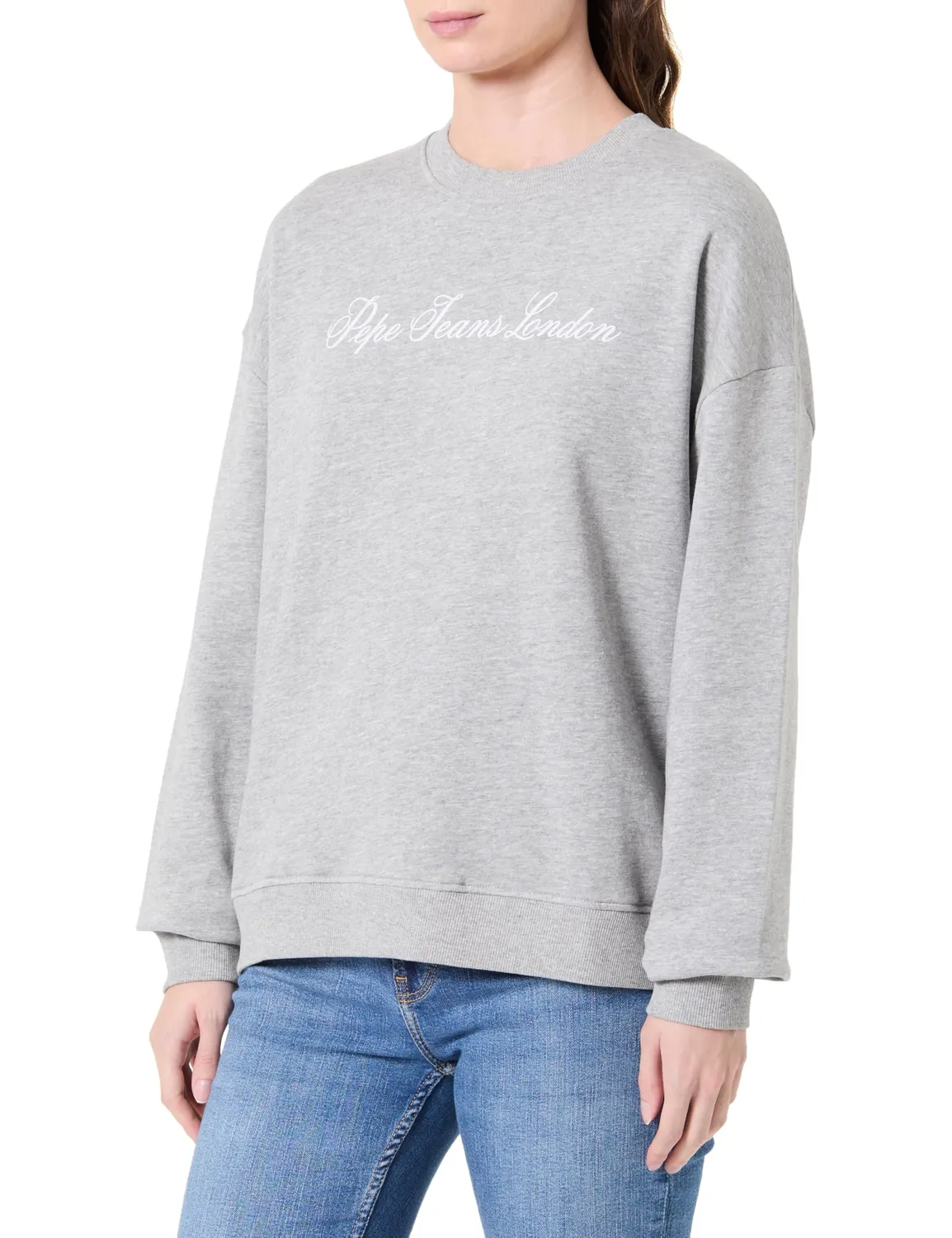 Pepe Jeans Basic Crew Felpa Donna L Bianca Girocollo