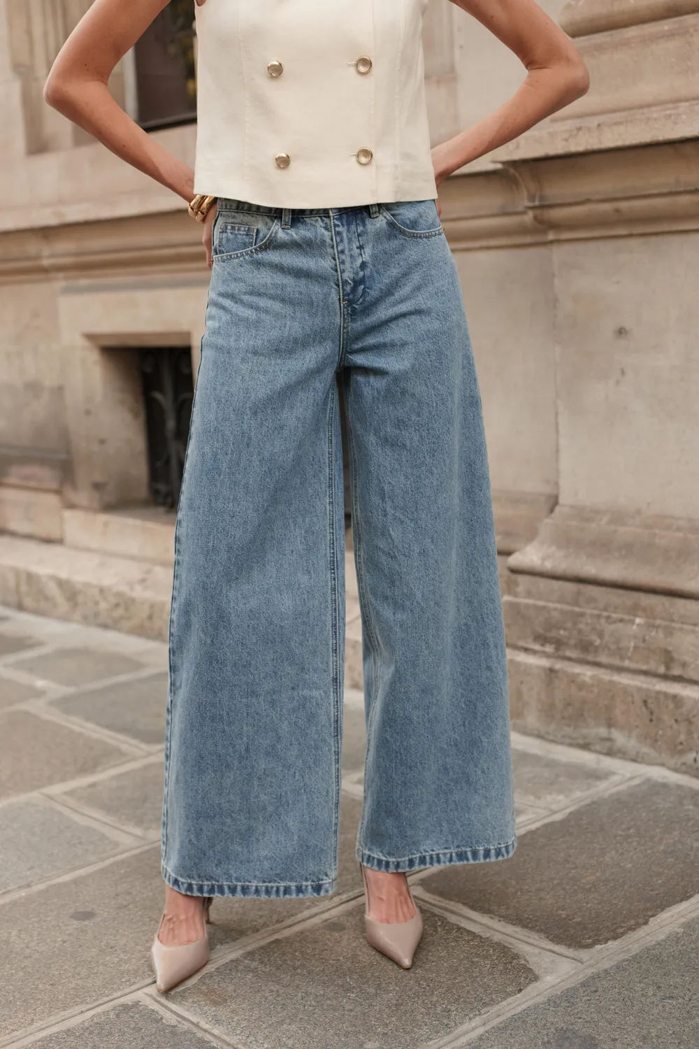 Oraije Giovani jeans palazzo denim blu vintage