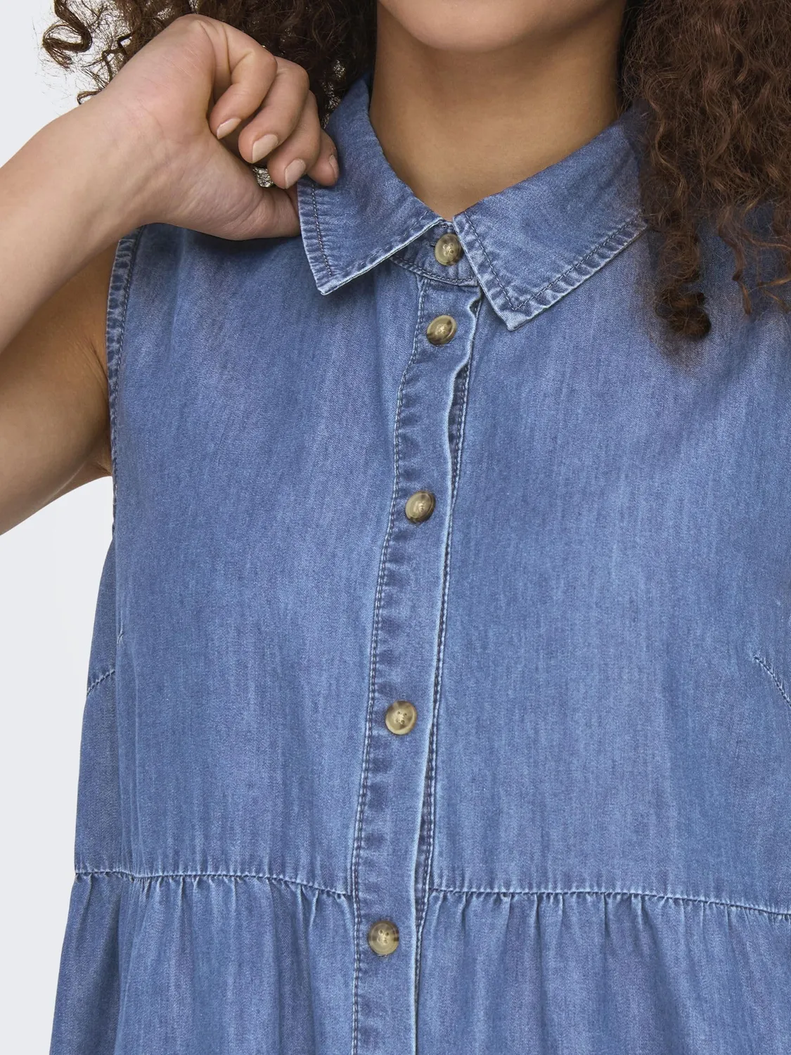 ONLY Onlbea vestito corto denim blu medio