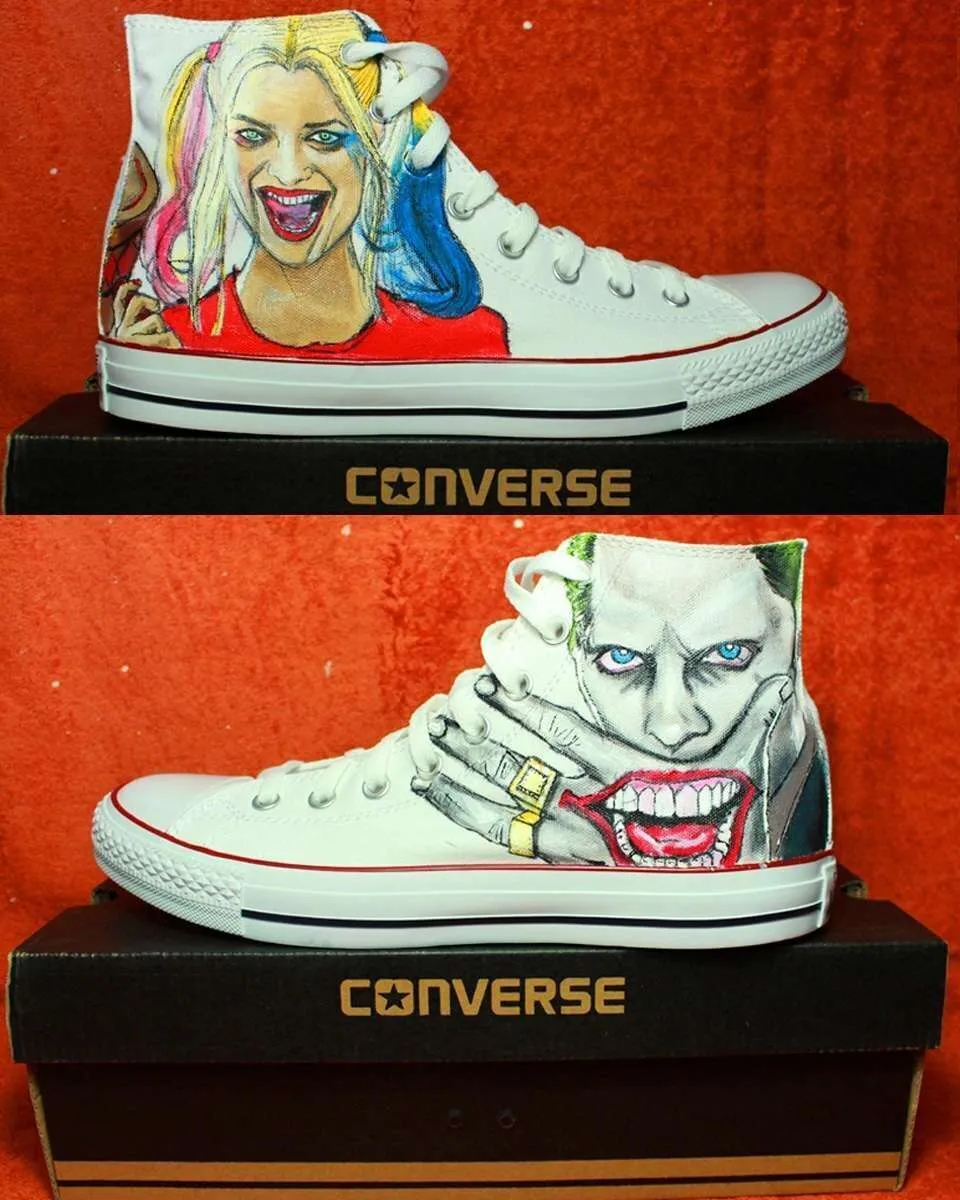 Never Say Never All Star Joker Harley Quinn sneakers dipinte