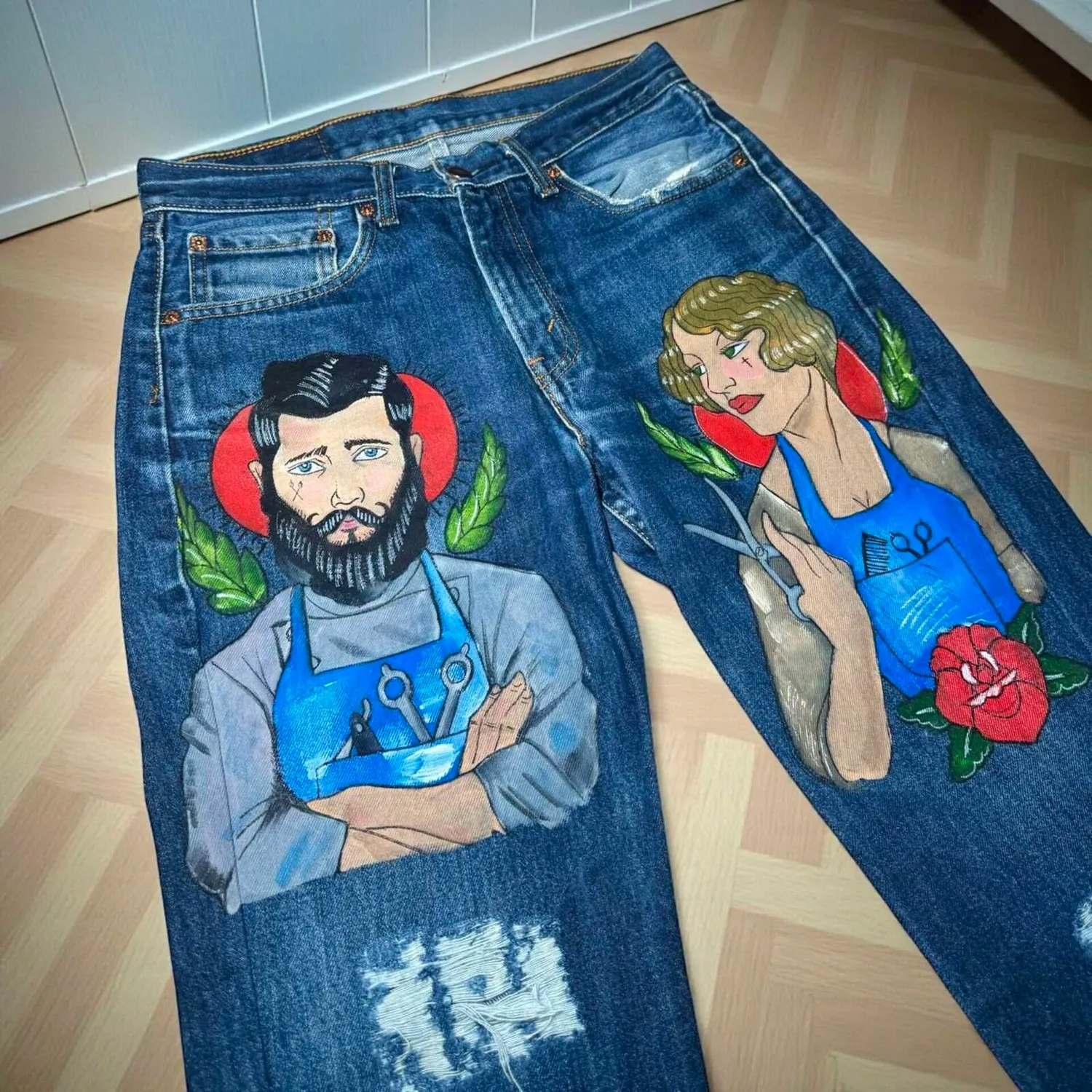Levi’s Vintage Barber Dark jeans dipinti a mano neri