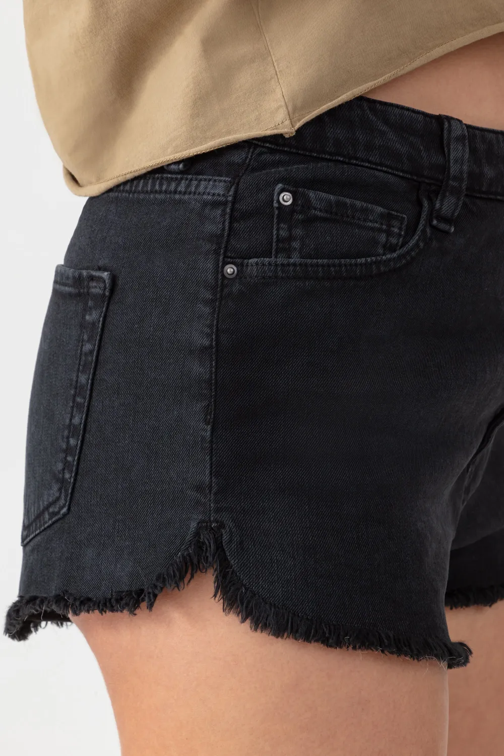 acquaverde Luigi shorts jeans nero sfrangiato