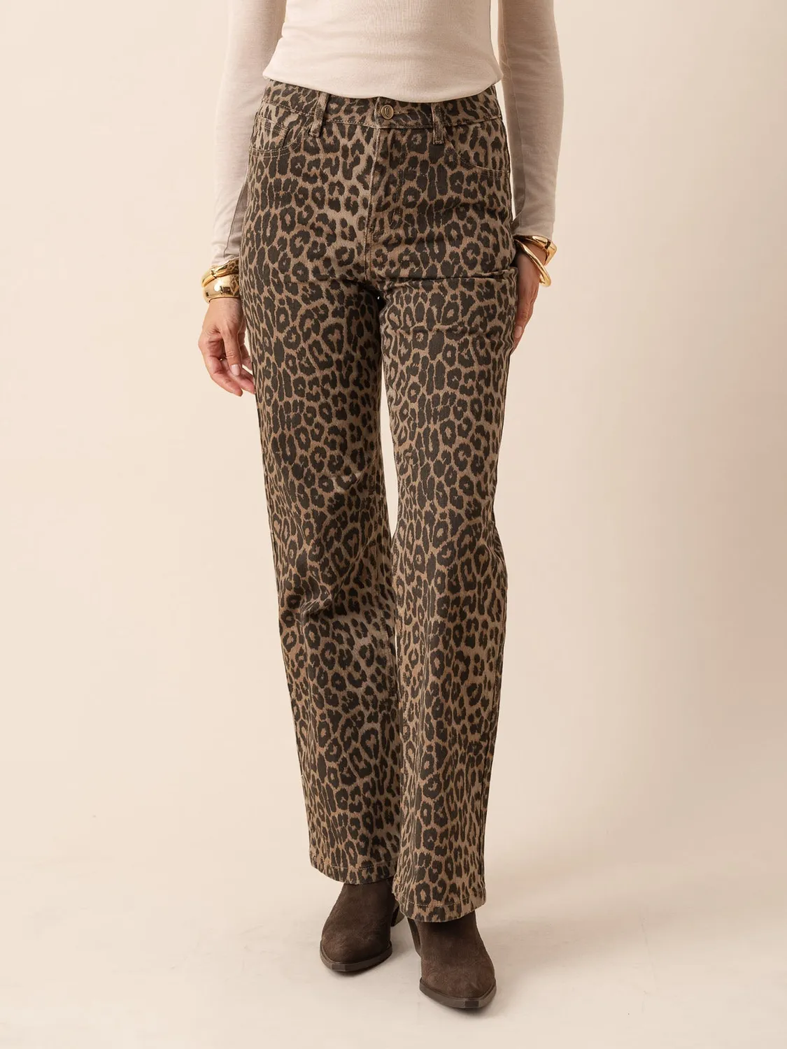 Oraije Barbara jeans leopardato straight loose