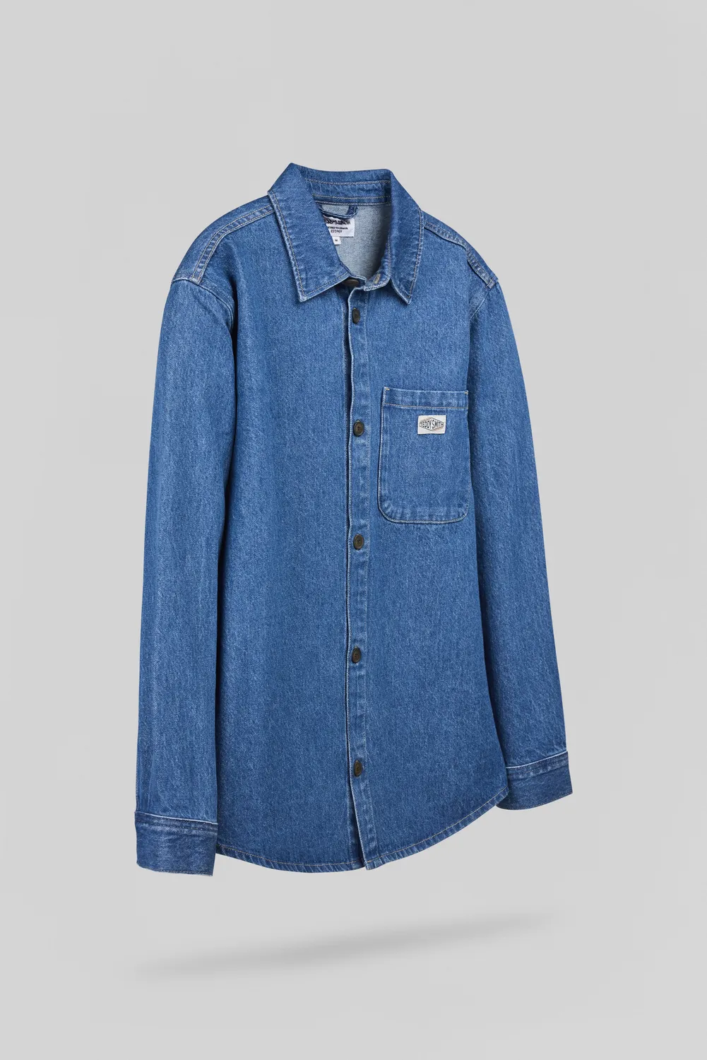 Teddy Smith C-Grant ML camicia denim uomo vintage indigo