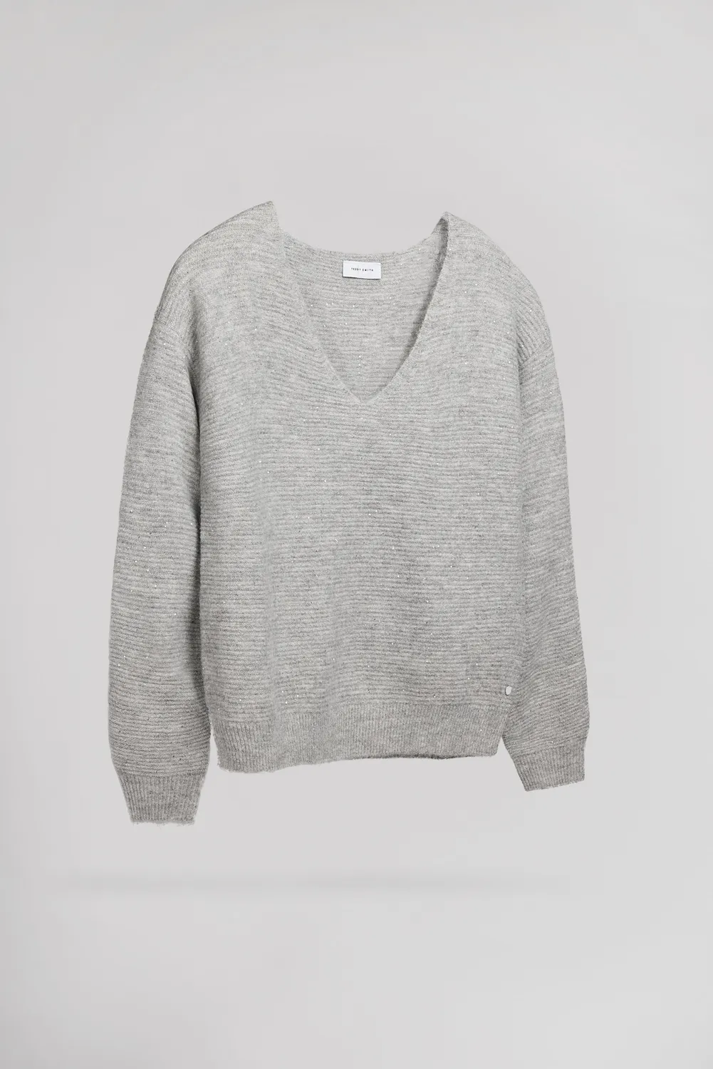 Teddy Smith P-Rachel pull scollo V grigio chiné donna
