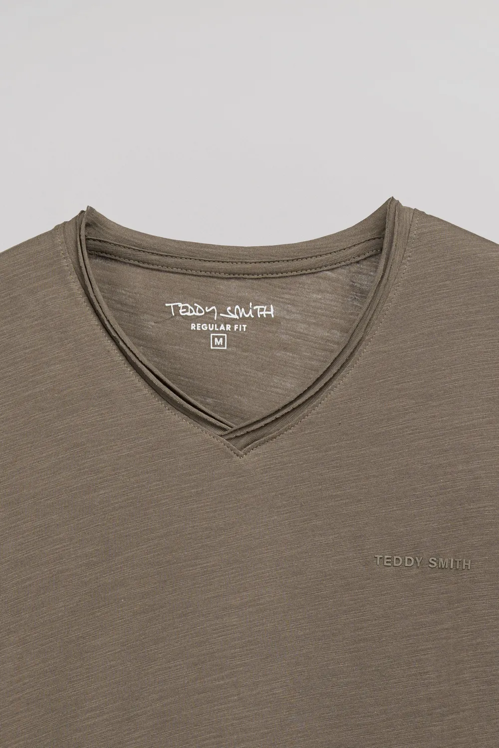 Teddy Smith T-Gildas MC t-shirt scollo V kaki slub