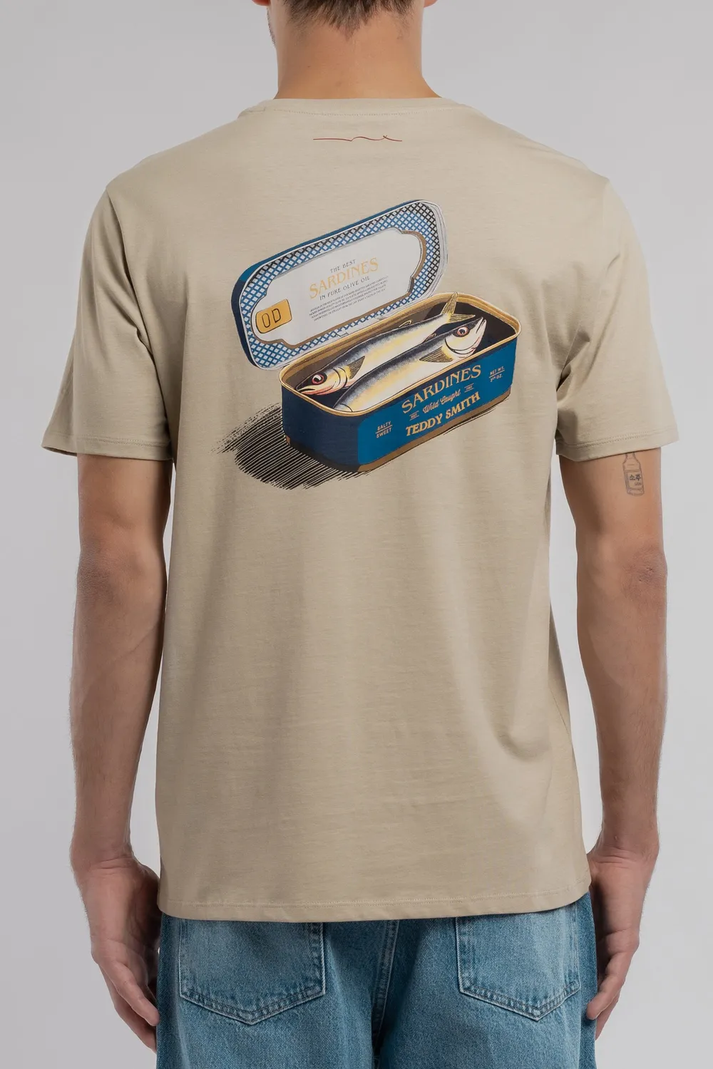 Teddy Smith T-Fish T-Shirt Uomo Beige Girocollo Stampa