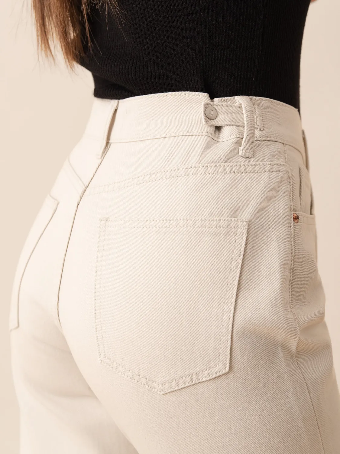 Oraije Sand jeans wide beige cotone