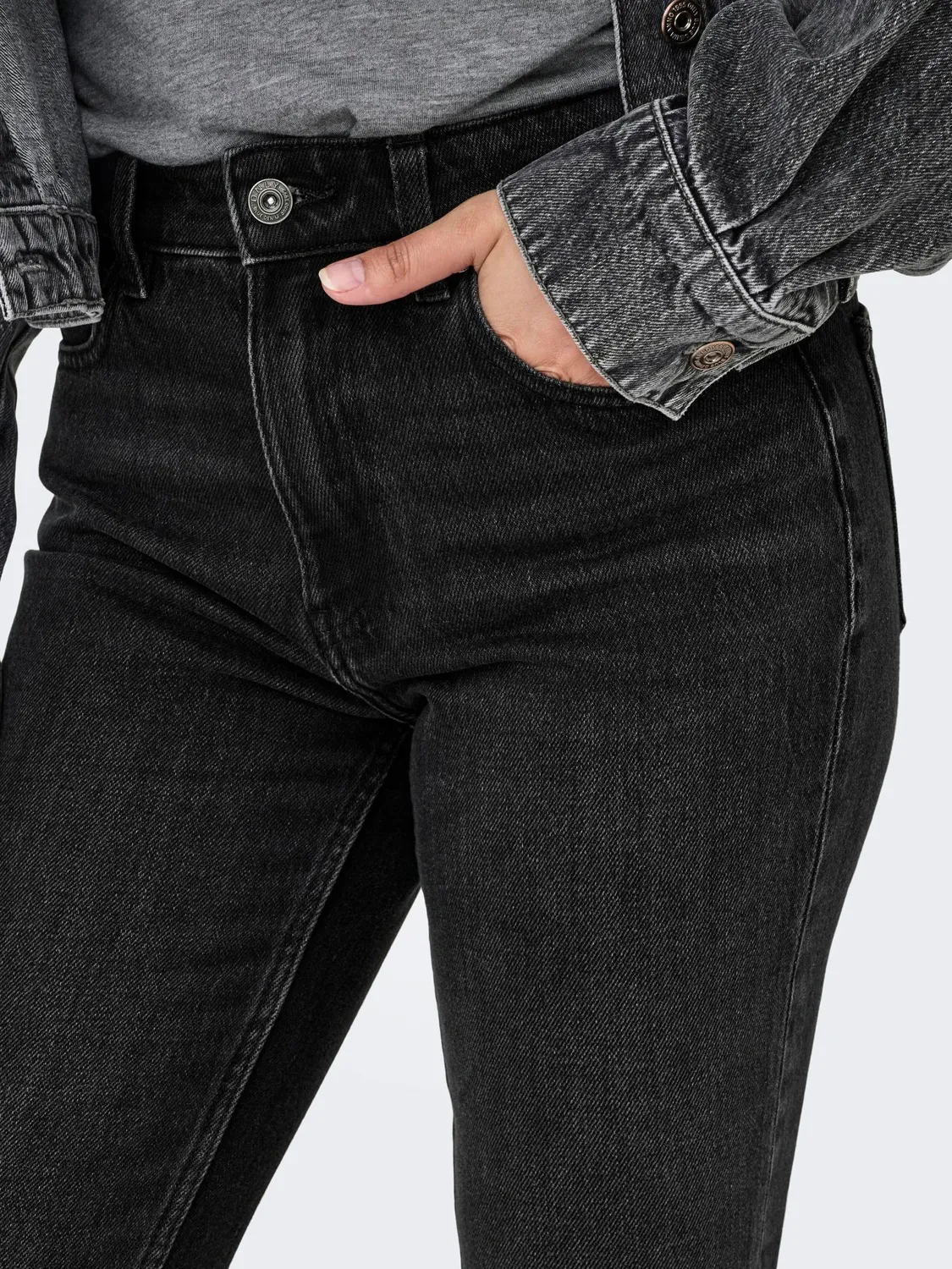 ONLY Onlmila jeans skinny vita alta caviglia grigio