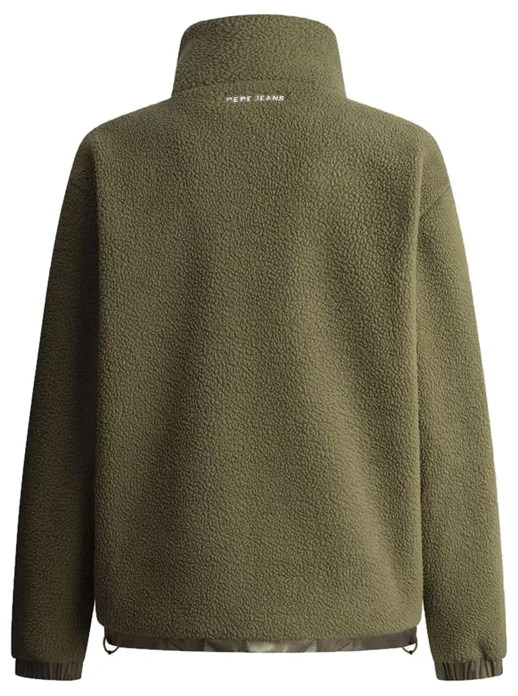 Pepe Jeans Explorer Fleece pile uomo verde militare zip