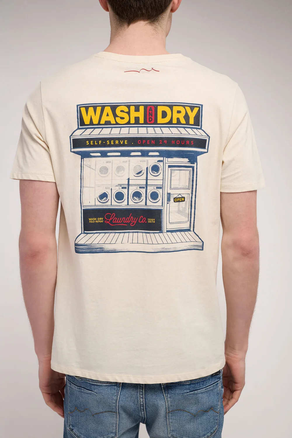 Teddy Smith T-Laundry t-shirt crema uomo stampa