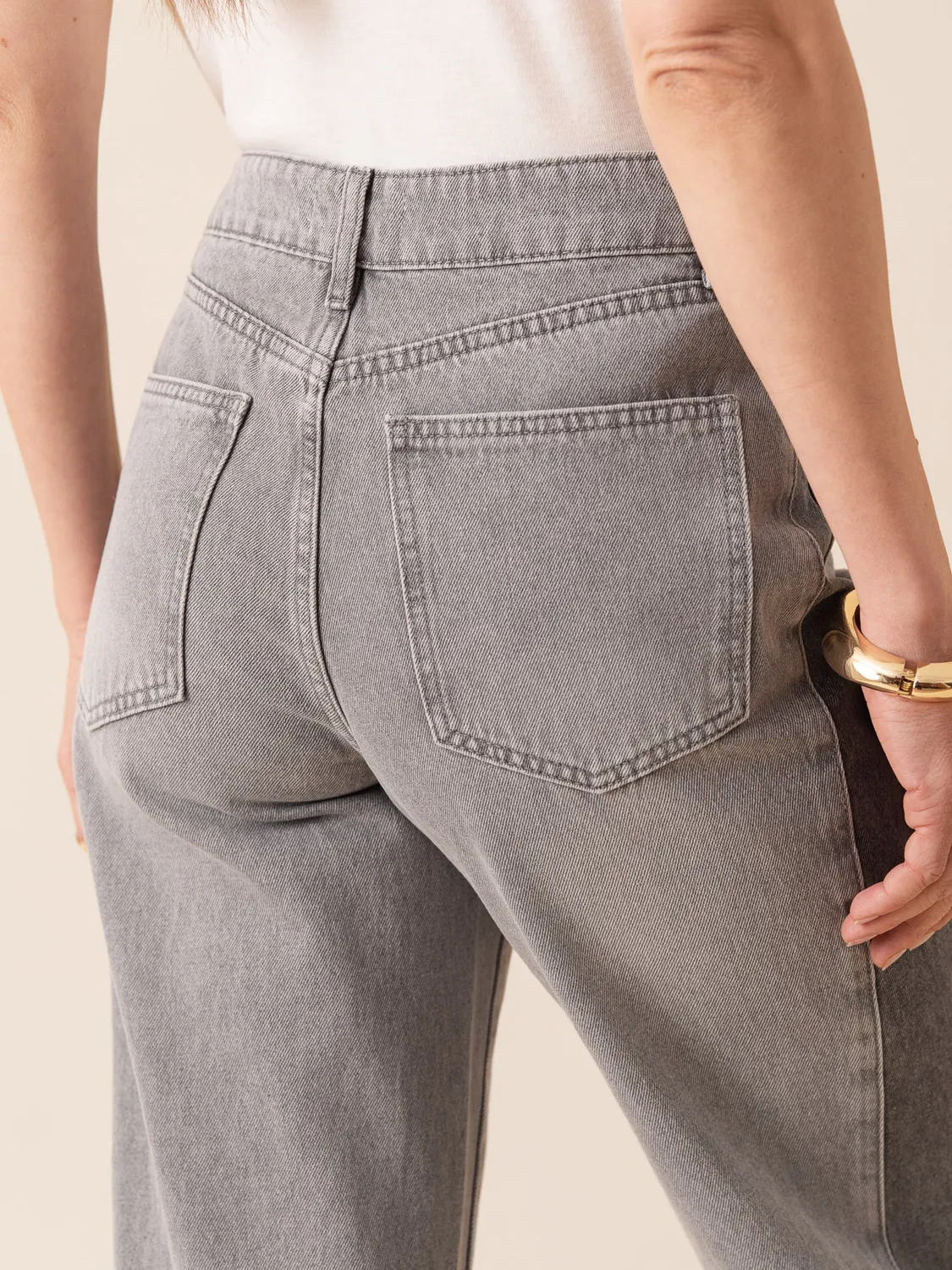 Oraije Mason jeans wide grigio bicolore cotone