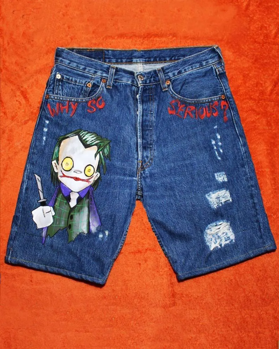 Never Say Never Bermuda Levi's Vintage Joker short jeans dipinto a mano
