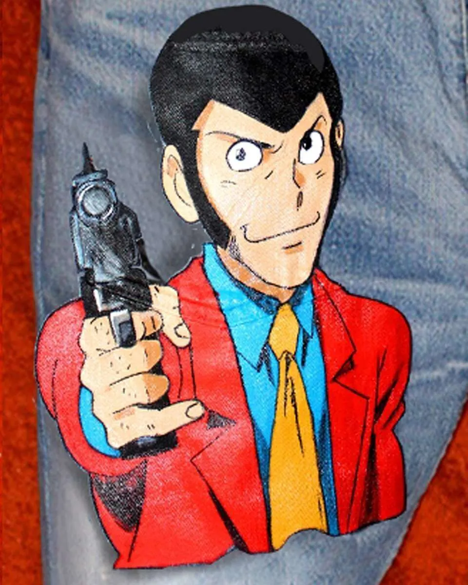 Never Say Never Jeans Levi's Vintage Lupin Dinamite dipinti a mano