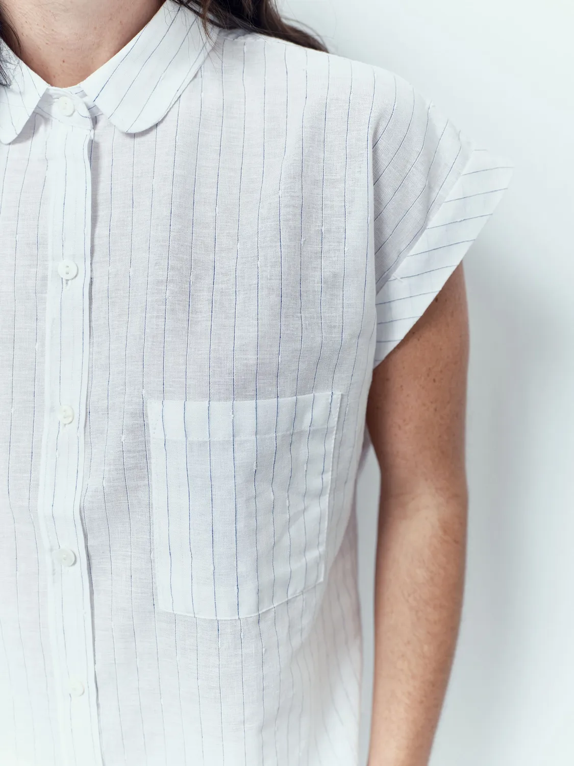 acquaverde Gaelle camicia tuscany white blue leggera