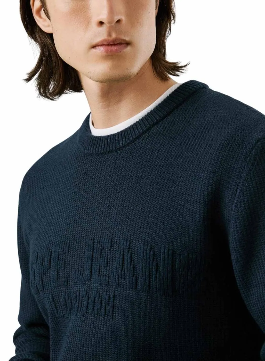Pepe Jeans Phineas Maglione Uomo Girocollo Jacquard Tono su Tono