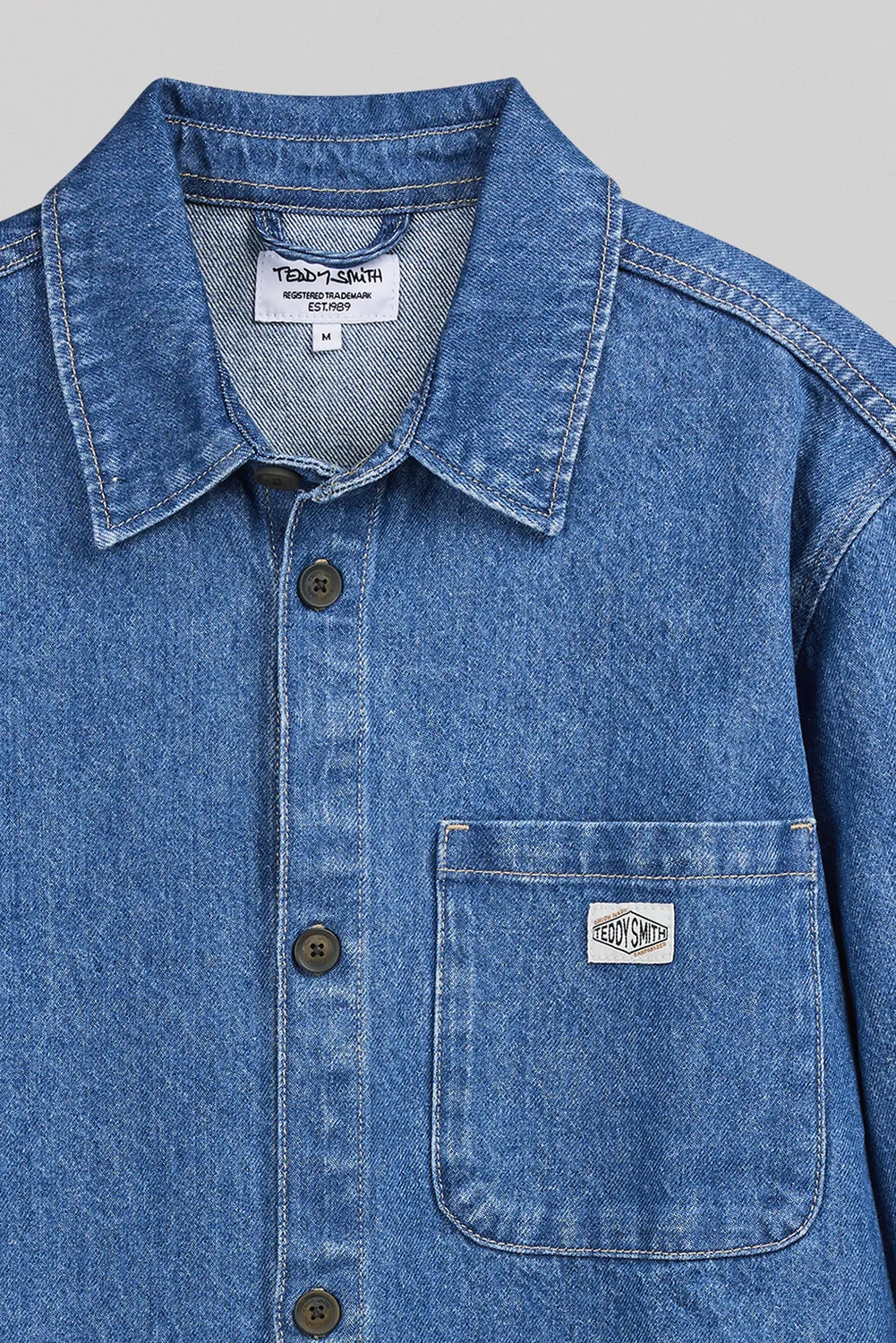 Teddy Smith C-Grant ML camicia denim uomo vintage indigo
