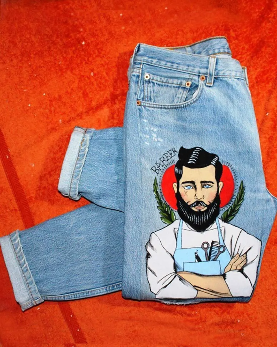 Levi's Vintage Barber jeans dipinti a mano chiaro