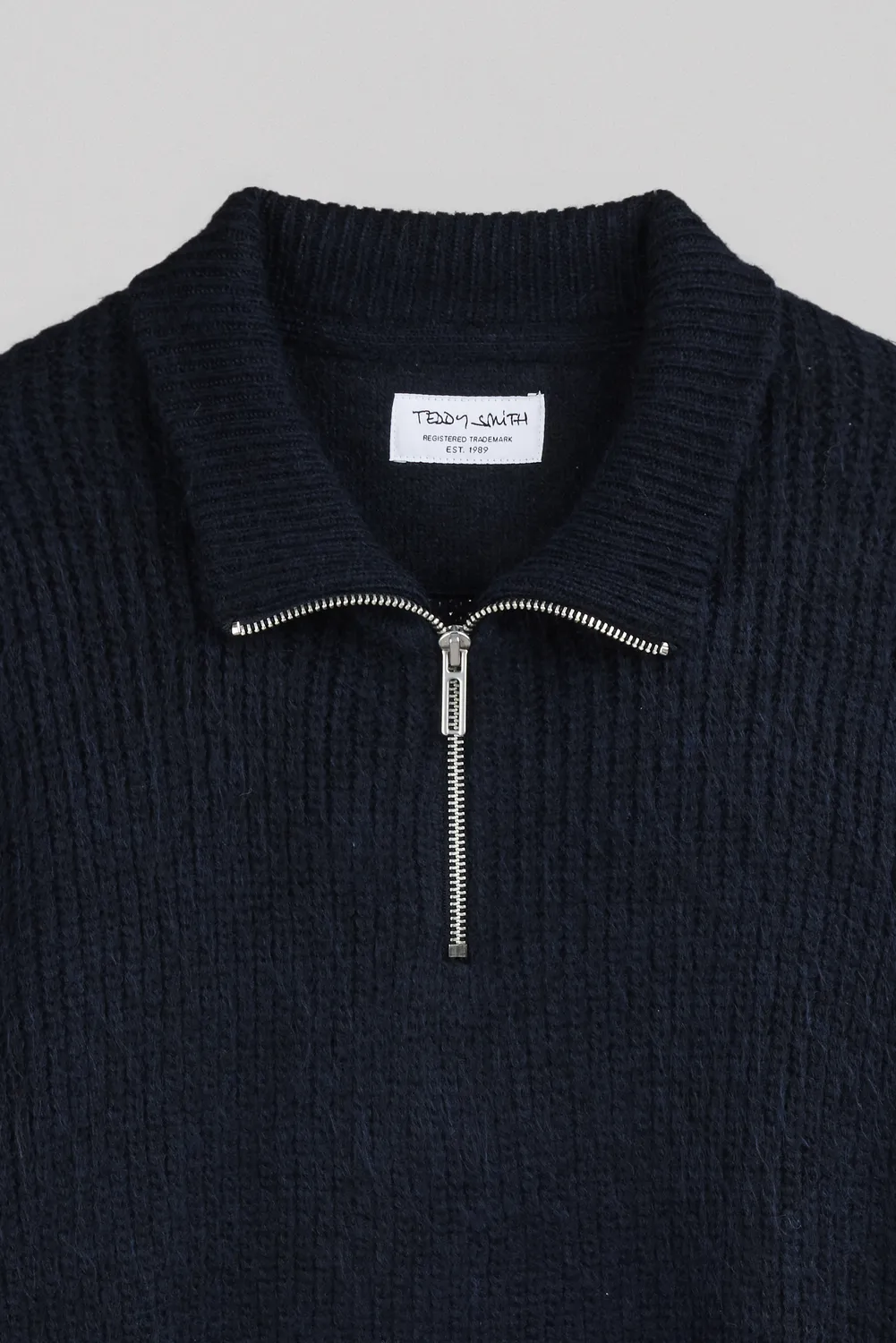 Teddy Smith P-Clayton maglione zip blu navy misto lana