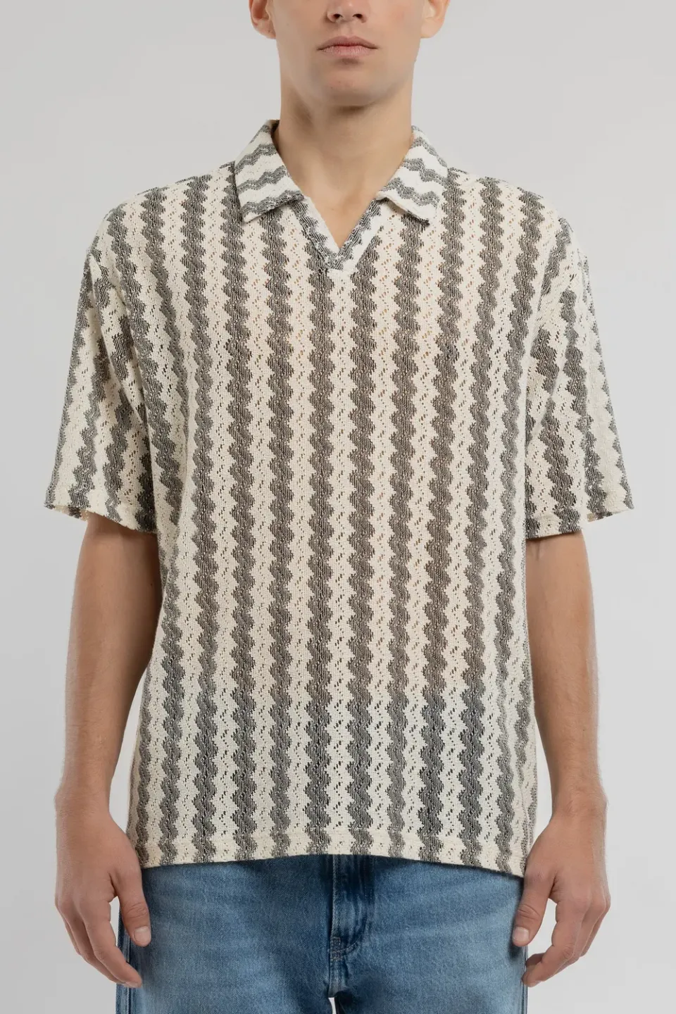 Teddy Smith P-Romario Polo Uomo Crema Zigzag Cotone