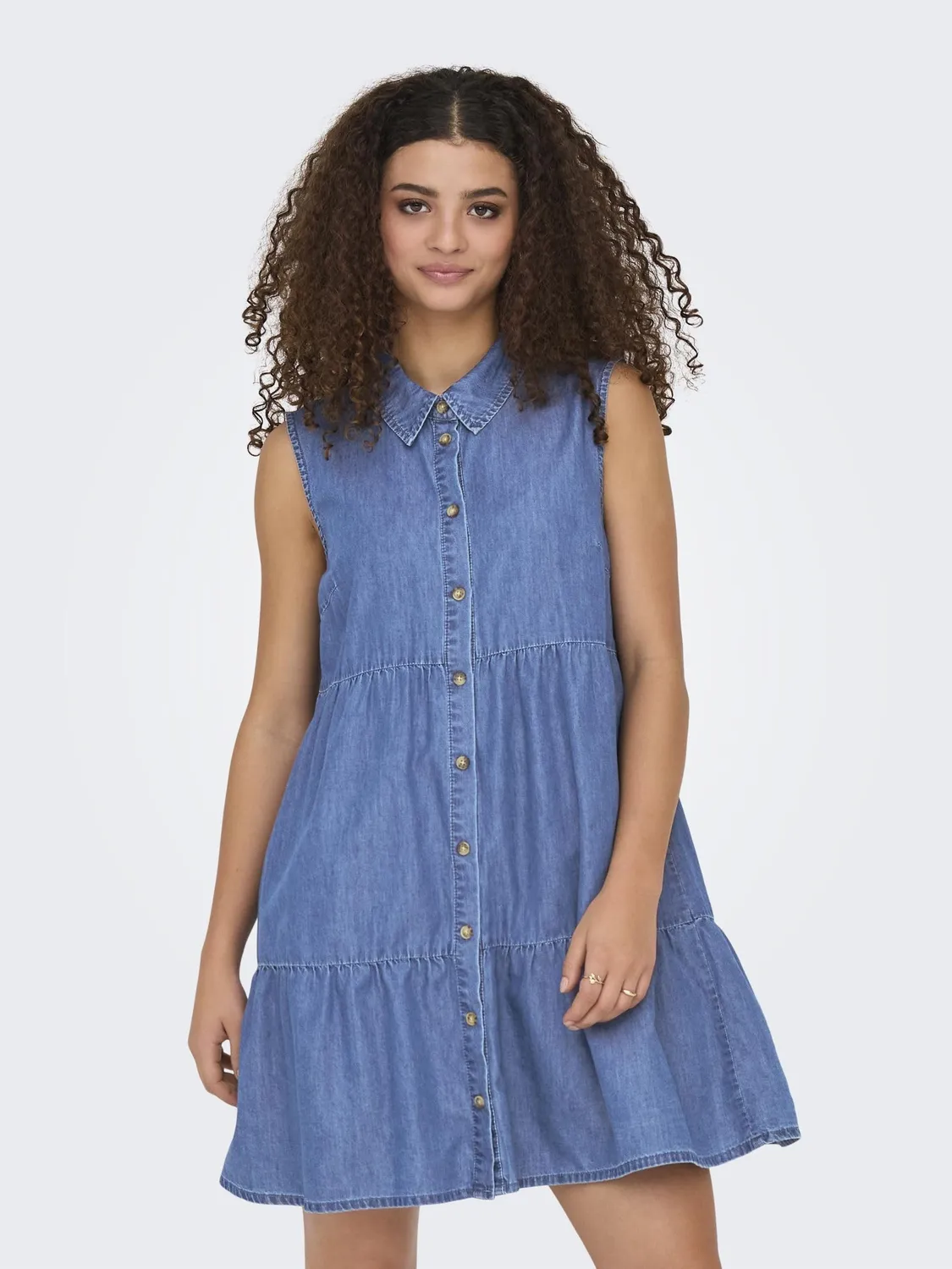 ONLY Onlbea vestito corto denim blu medio