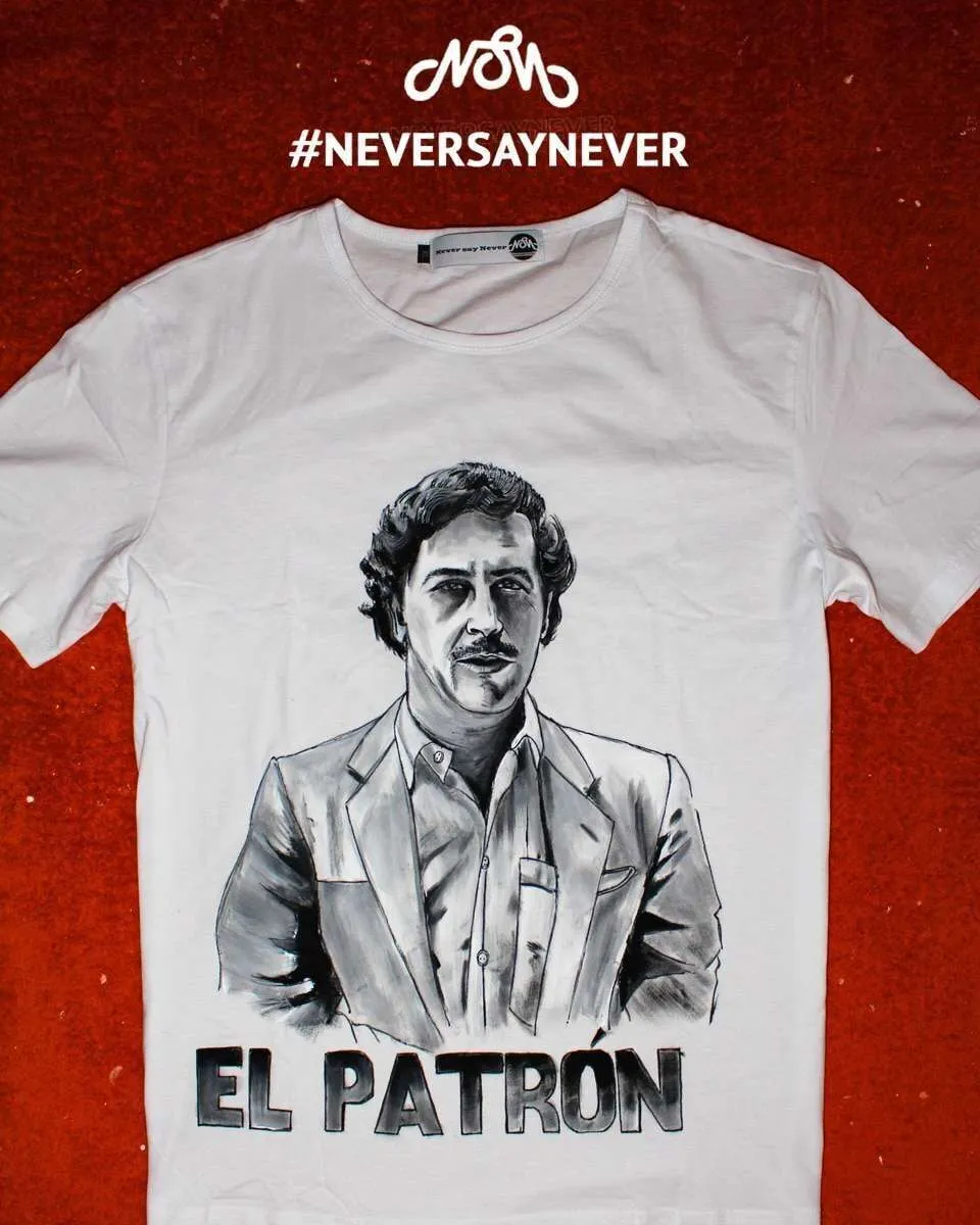 Never Say Never Pablo Escobar T-Shirt Dipinta Mano