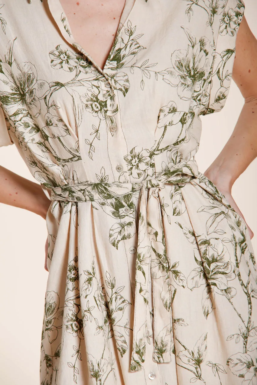 Mason's Yoko Abito Donna Beige Fiori Lino Viscosa