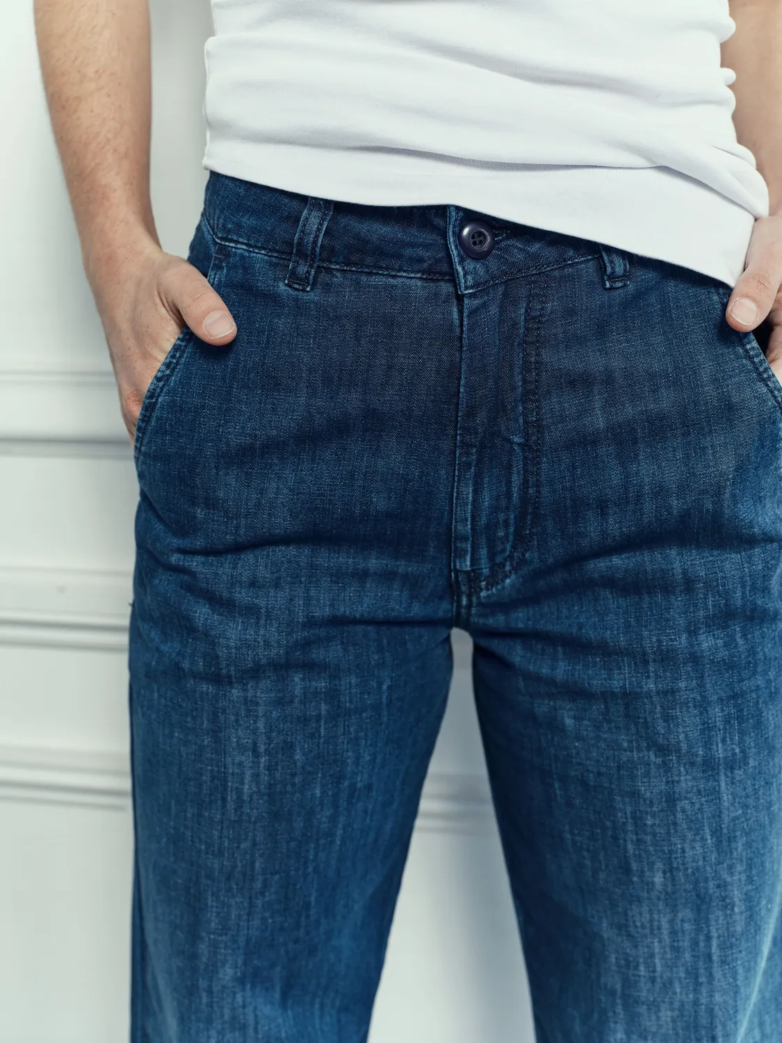 Acquaverde Paltrow Long jeans hand brushed vita alta