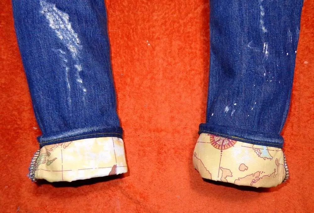 Never Say Never Mappamondo Jeans Vintage Personalizzati Mappamondo