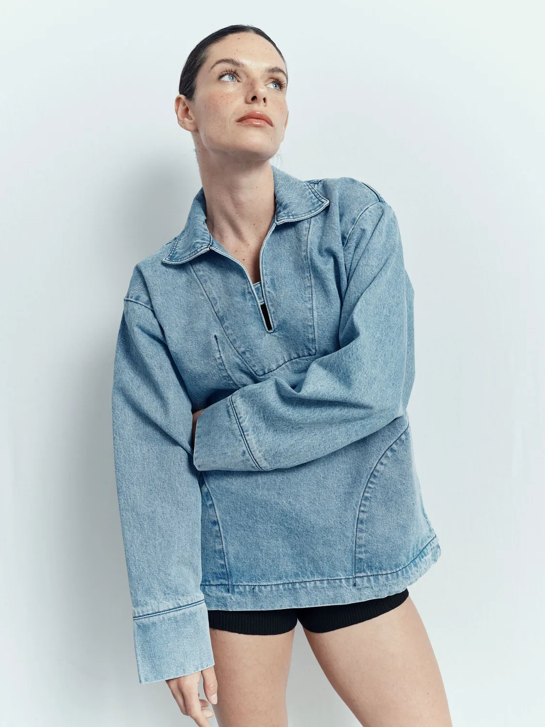 acquaverde Marina camicia denim bleach oversize