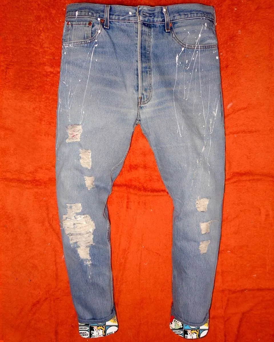 Levi's Vintage jeans dipinto a mano Diabolik fumetti