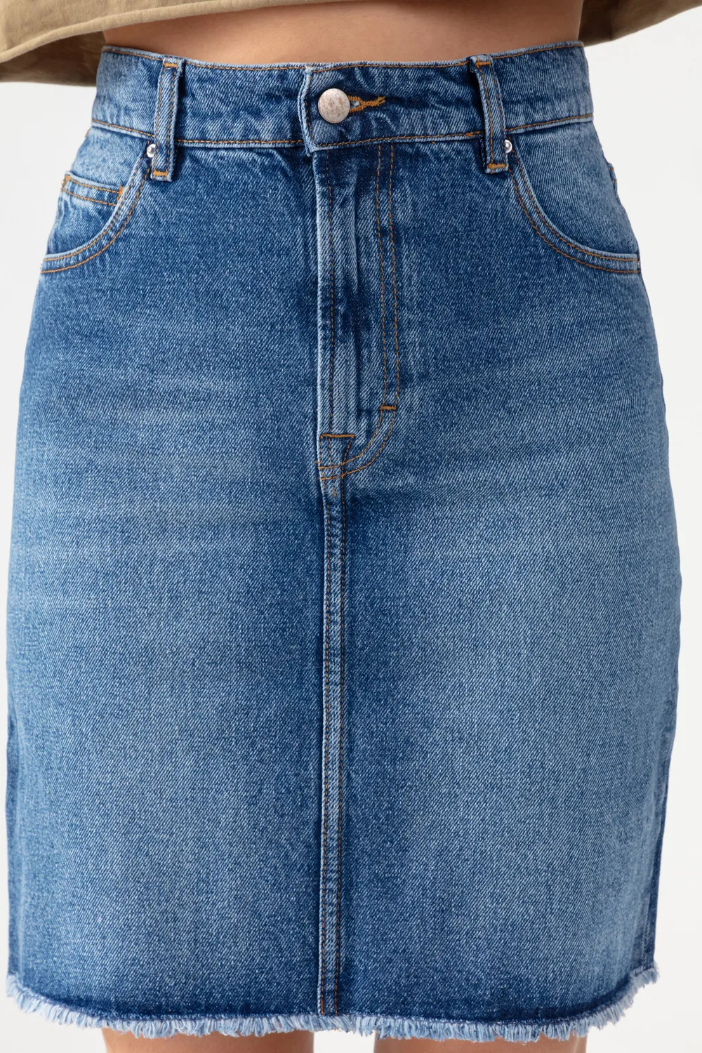 Acquaverde Yvone gonna jeans Vintage Worn vita alta