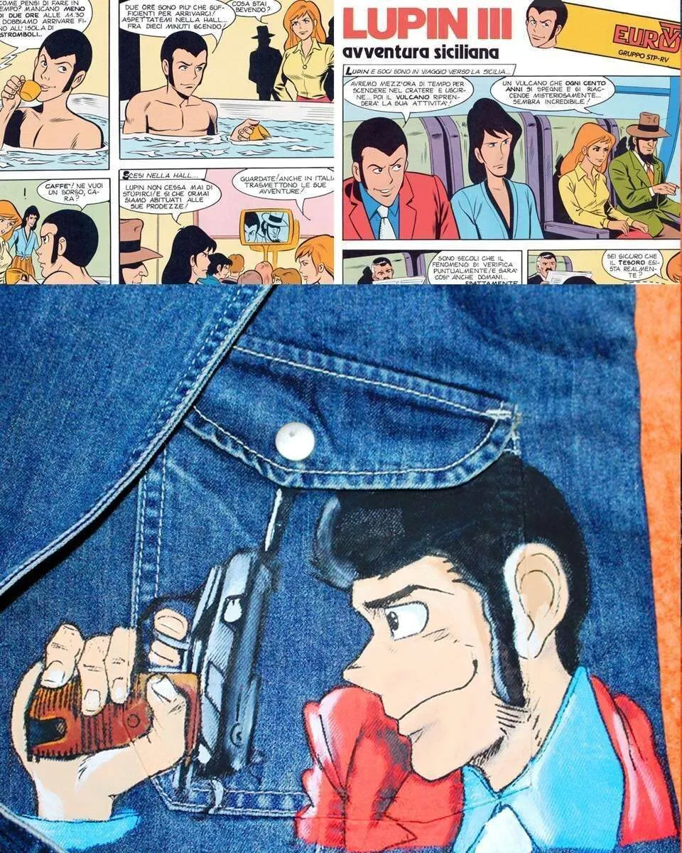 Never Say Never Lupin salopette dipinta a mano fumetti