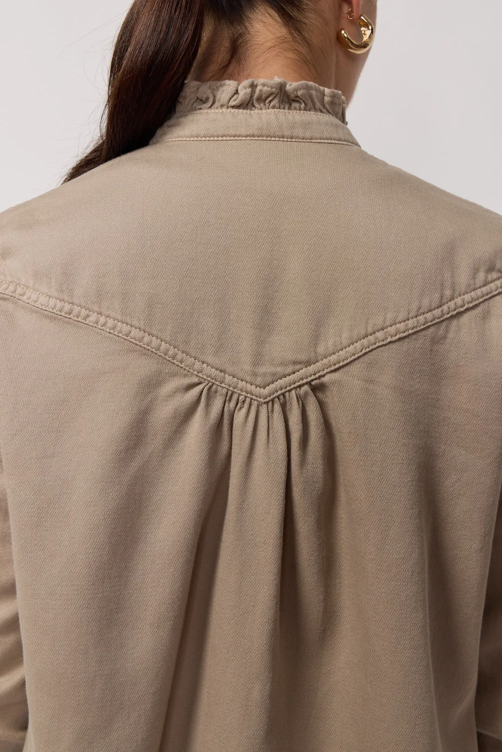 acquaverde Gaby camicia Argile collo volant