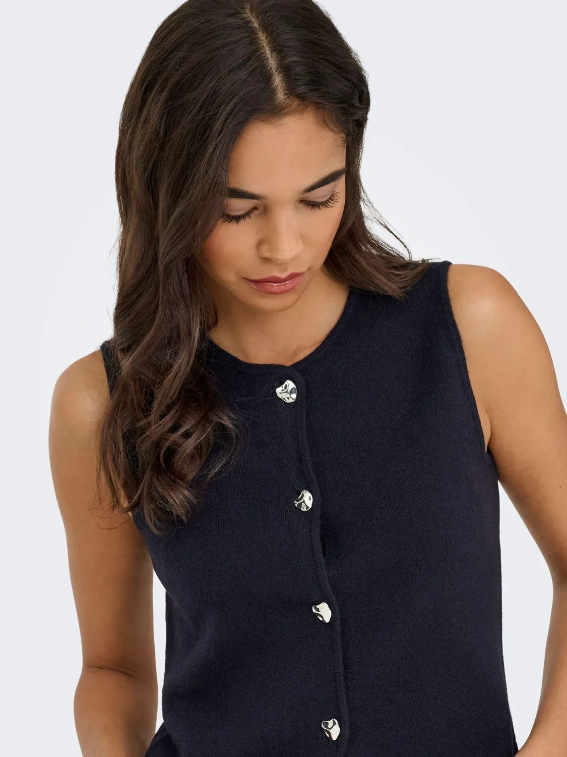 Only Onlibi Button SL Vest CC Knt gilet donna L cielo notturno