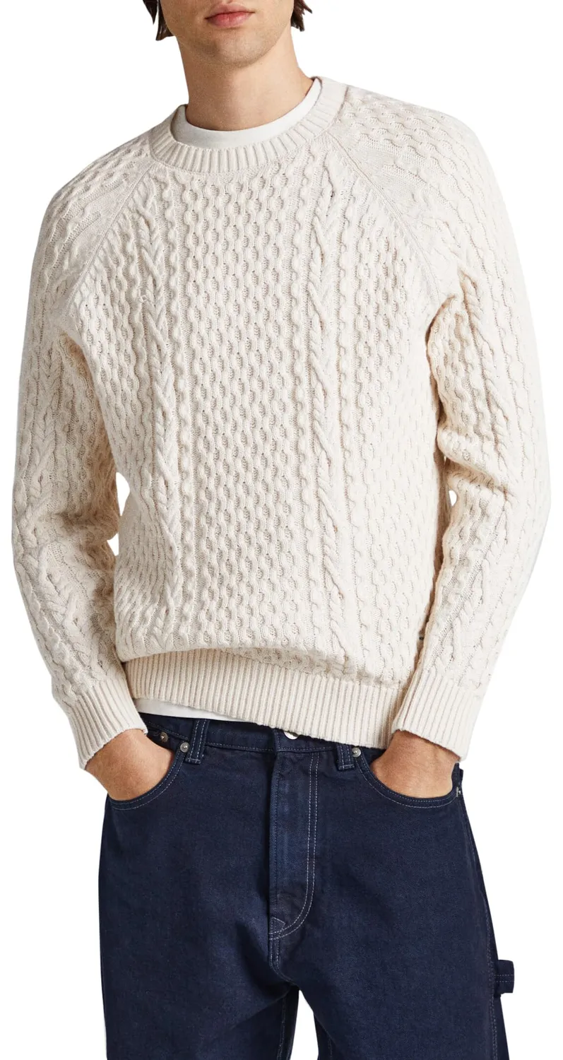 Pepe Jeans Sly maglione uomo girocollo a trecce grosse