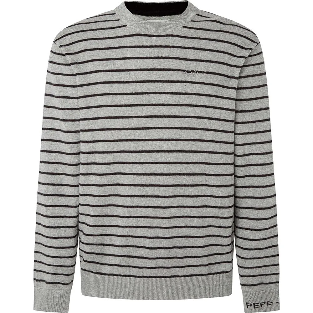 Pepe Jeans Andre Stripes maglia uomo grigio maniche lunghe