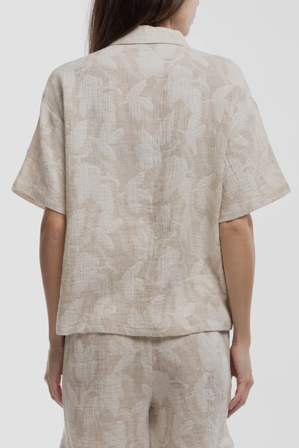 Teddy Smith C-Floral camicia donna Soft Grege lino cotone