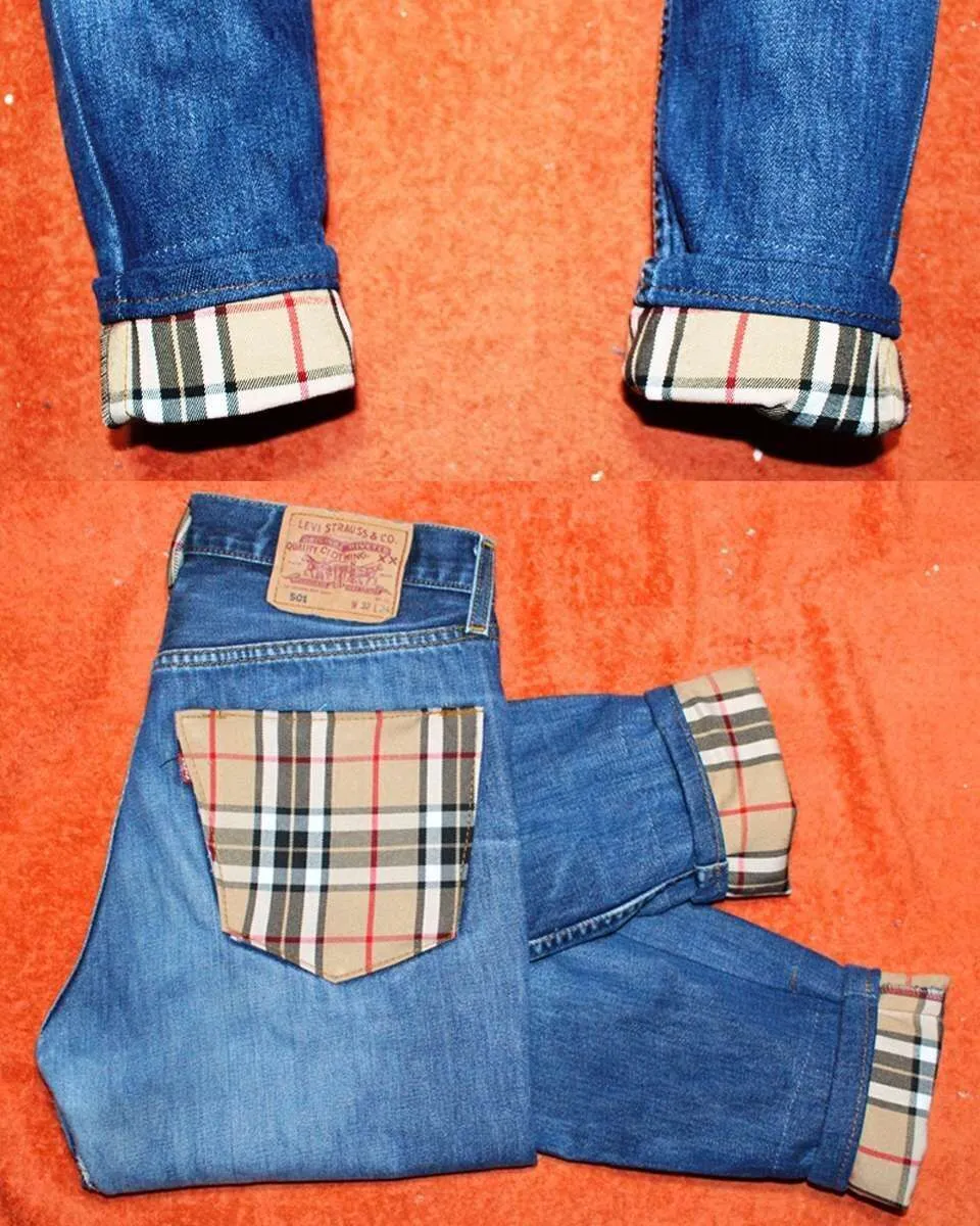 Levi's Vintage Burberry 07 jeans con tessuto custom check