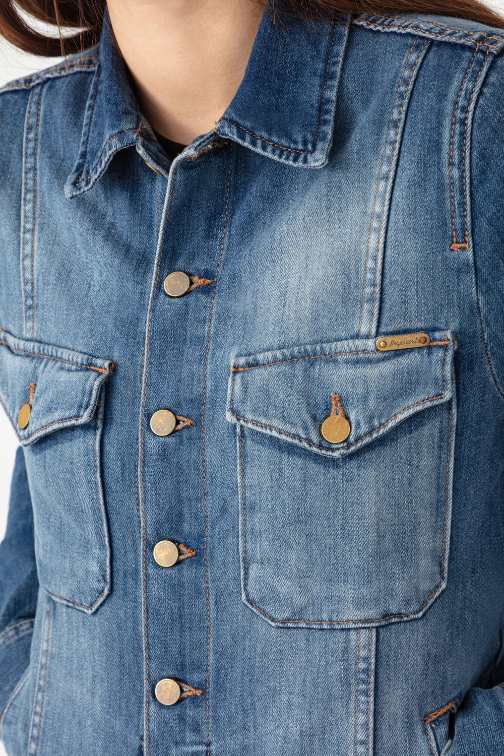acquaverde Abbey giacca jeans hand brushed dritta