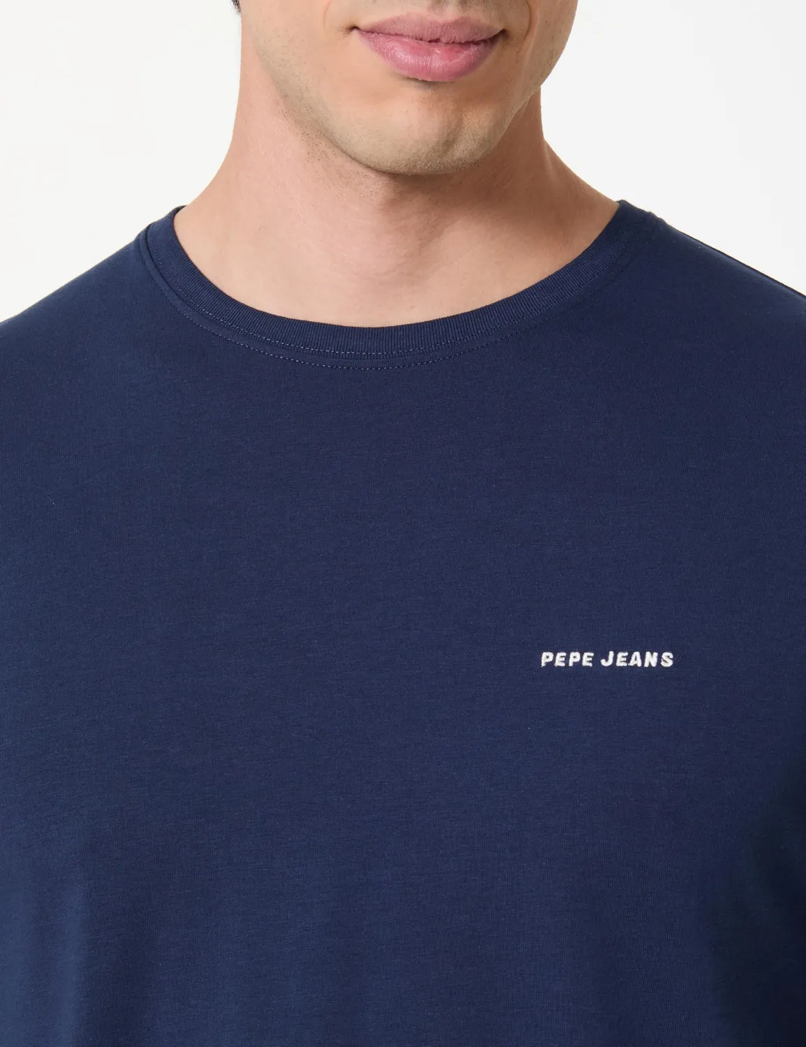 Pepe Jeans Basic Logo Stretch T-shirt Uomo Manica Lunga Bianca