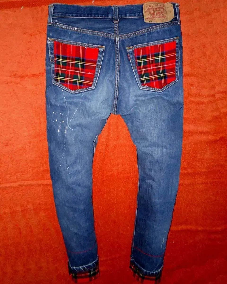 Never Say Never Levi's Vintage Scozzese Rosso jeans tessuto