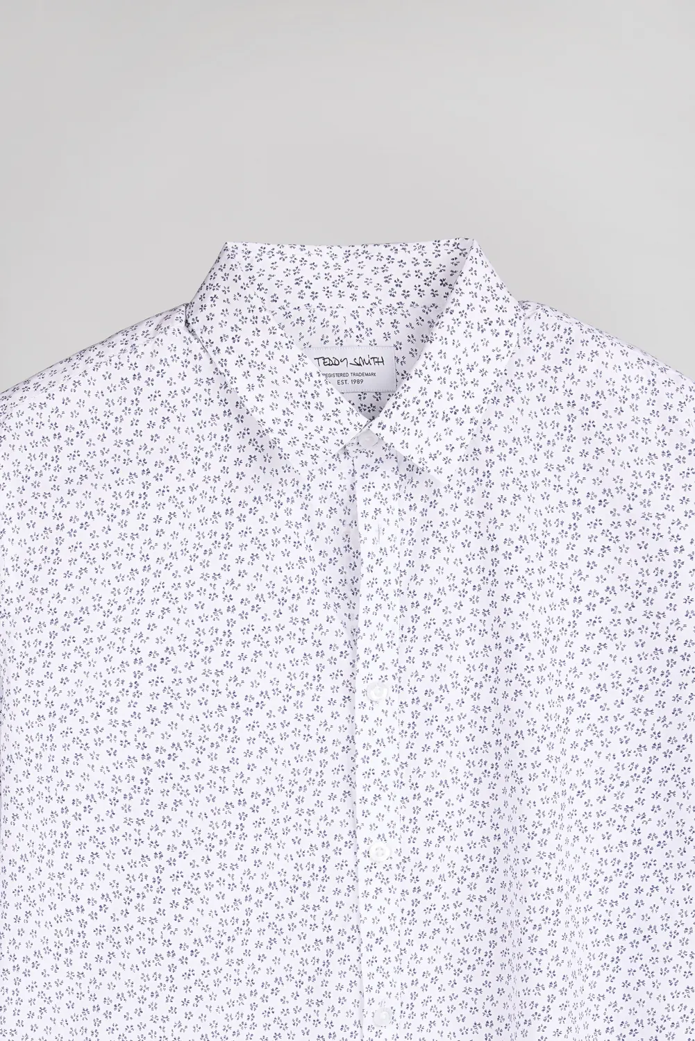 Teddy Smith Carton ML camicia bianca micro fantasia blu cotone