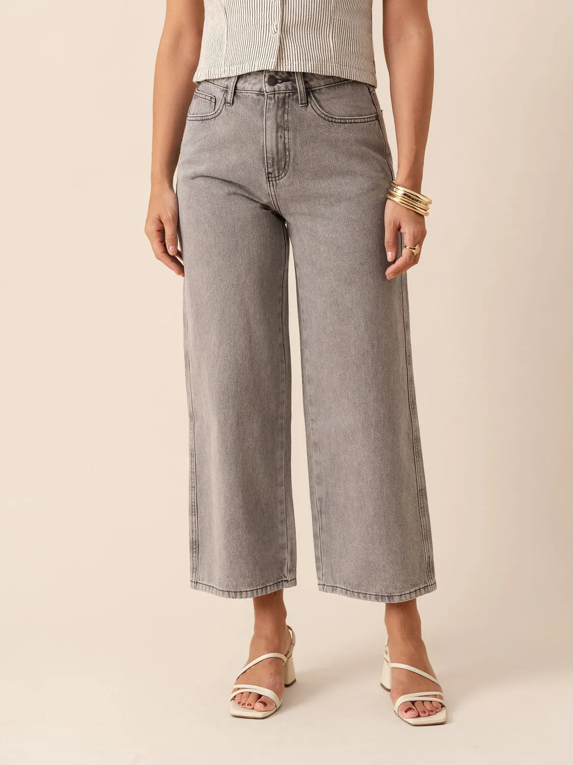 Oraije Colombe jeans wide grigio chiaro